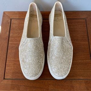 Brand New Keds x Kate Spade, Glitter Slip on Sneakers, 9